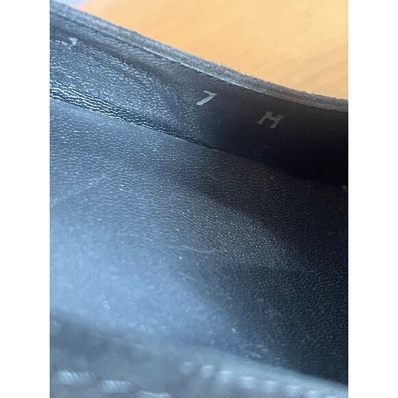 Stuart Weitzman Tasseled Platform Heeled Loafers Slip On Gray Suede Leather 7M - Picture 8 of 8